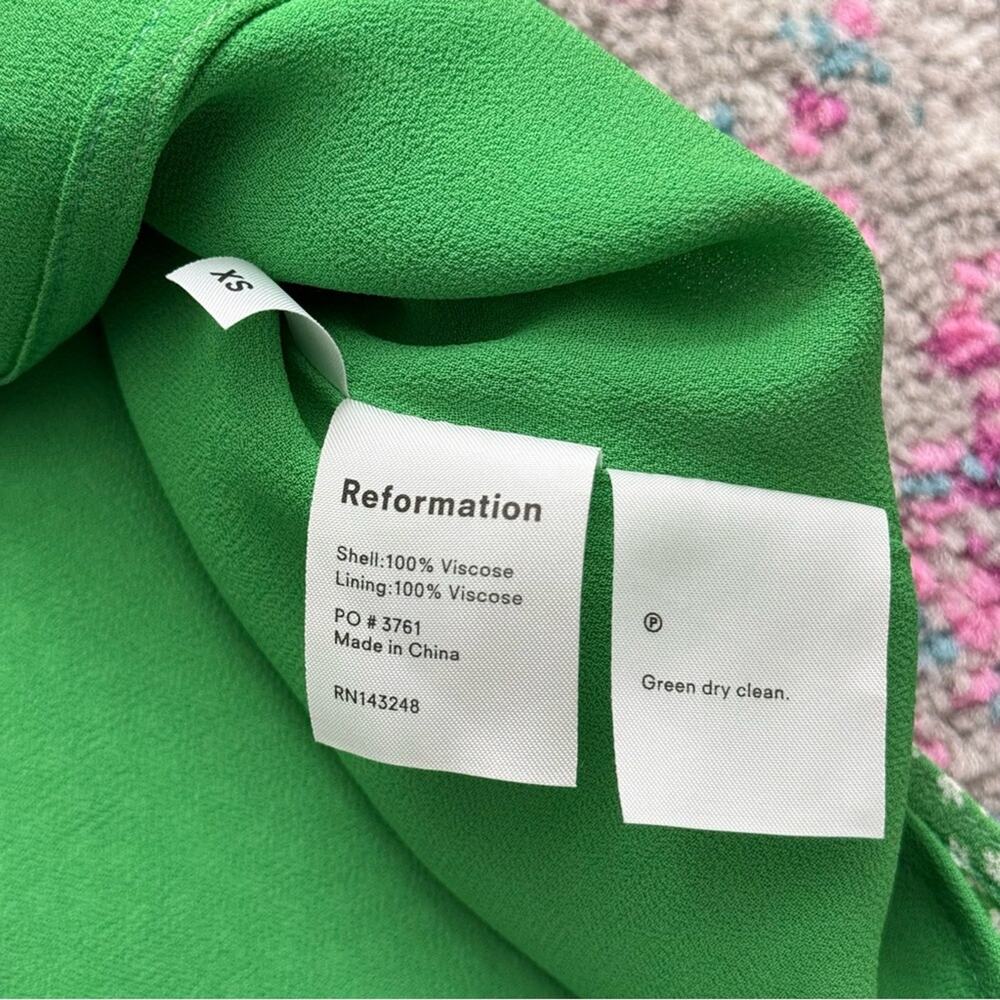 Reformation Dawn Green White Floral Short Sleeve Wrap Mini Dress Women’s Size XS - Picture 9 of 9